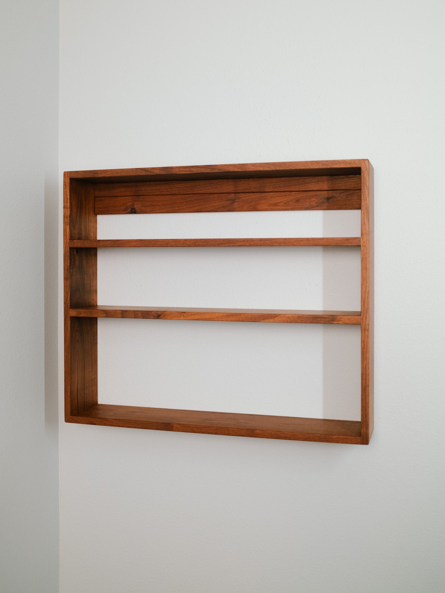 Monolith Wall Shelf | Rustic Walnut Three-Tier Shelf – Tilde Made