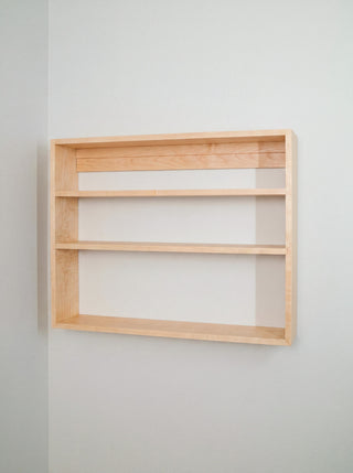 Monolith Wall Shelf in maple, solid hardwood three-tier display shelf